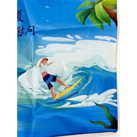 Shopping Bag Reusable Large Tote Double Handles Packable Recycled Snaps Surfer - Picture 2 of 5